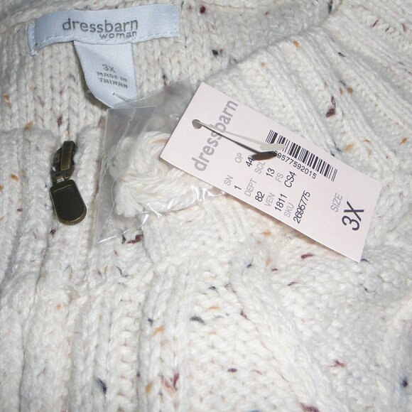 DRESSBARN Womans Unusual 3X Wool Knit Zip Sweater with 3/4 Flare Sleeves - Picture 3 of 5